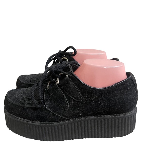 Nasty gal Womens sz 7 Black Suede Creepers Platform Shoes Round Toe Punk Goth - Picture 1 of 6